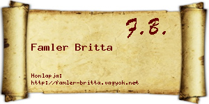 Famler Britta névjegykártya